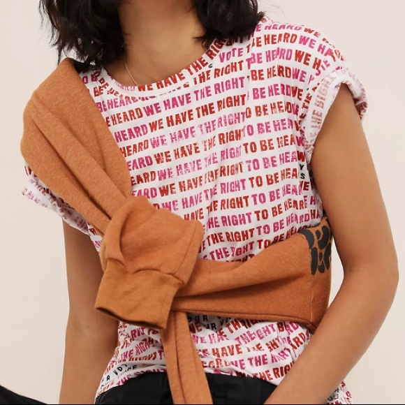 Anthropologie graphic t-shirt VOTE messages XS NWT - Picture 1 of 9